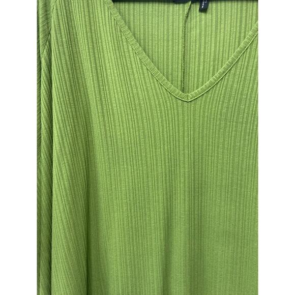 ASOS DESIGN Blouse Shirt Ribbed V-Neck Top Olive‎ Green Women's Plus Size 24 - Picture 3 of 10